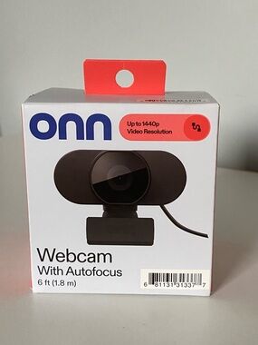 New Onn 2k 6' Webcam with Autofocus NIB HD 1440 P Resolution Microphone USB